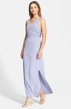 NWT Halston Heritage Hammer Silk Strappy Maxi in Lavender Purple Dress 8 $395