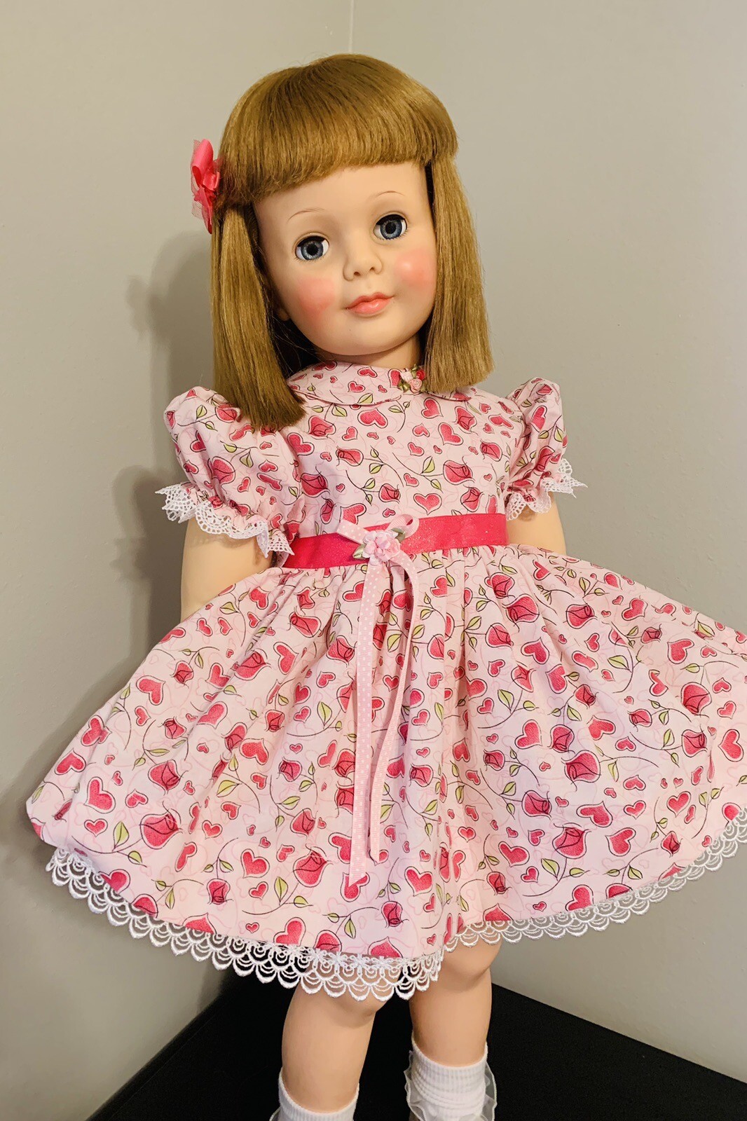 BRIGHT PINK HEARTS AND FLOWERS 🌸 DOLL DRESS for PATTI PLAYPAL DOLL clothes eBay