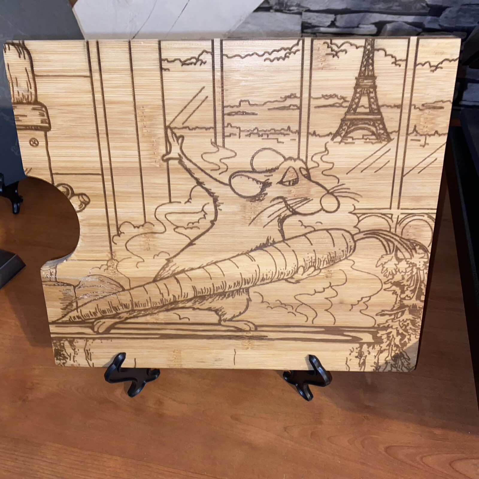 Planche a decouper Ratatouille Disney en bois de cuisine pour deoupe de legumes