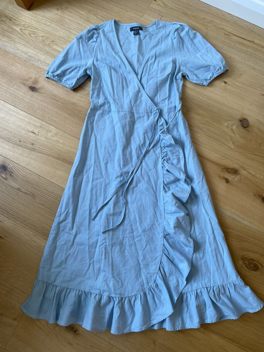 primark blue wrap dress Primark Womens Blue Polka Dot Viscose Wrap Dress Size 14 V-Neck Tie