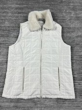 Jane Ashley Vest Womens Petite Small Ivory Quilted Full Zip Mock Neck