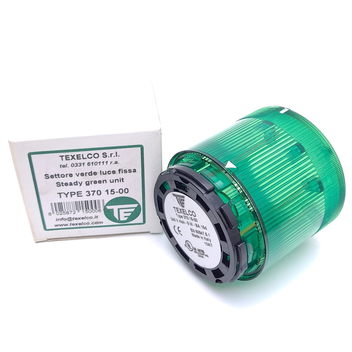 Texelco Type 370 15-00 Stack Light Module, Steady Green, ø70mm, 12