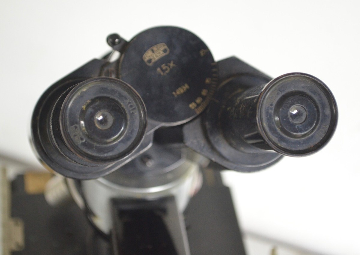 CARL ＺＥＩSS ＪＥＮＡ Vintage CARL ZEISS JENA Microscope & 4 Lenses & Original