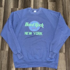 Vintage Made In USA Hard Rock Cafe Crewneck 22.5x28 Purple Large
