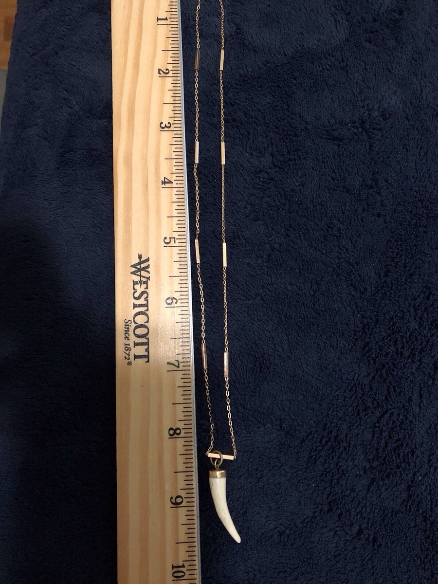 14k Bar+link Chain,with Bone Fang Pendant View 4