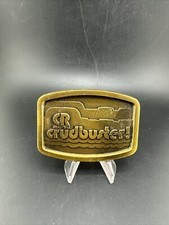 CR Industries Crudbuster Brass Belt Buckle Made In USA Vintage