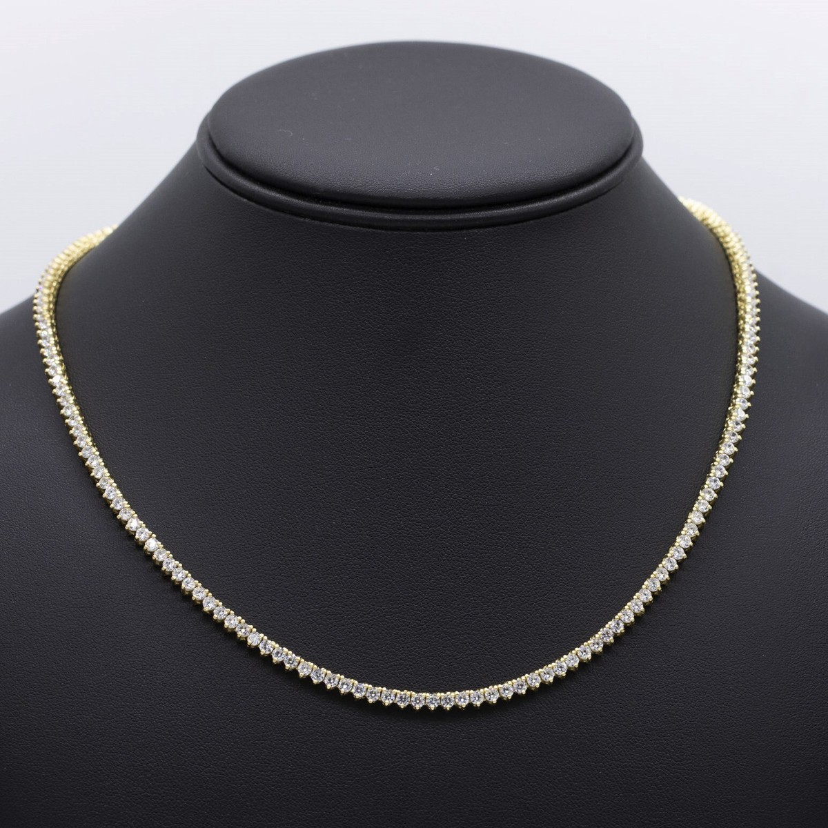 Yellow Gold Necklace Prong Tennis Chain Prong Tennis Necklace
