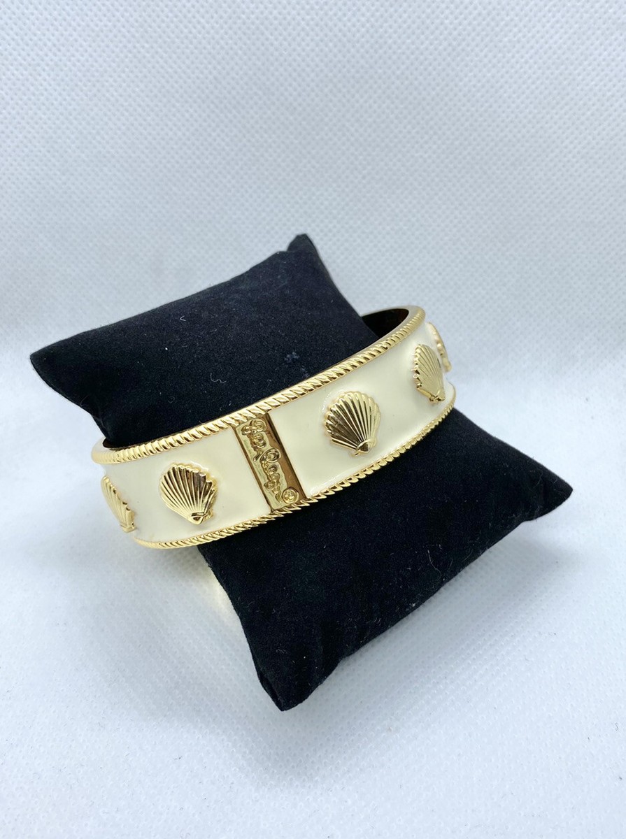 Lilly Pulitzer Cream Enamel Bangle with Gold Shell Accents Lilly Pulitzer Goldtone Shell And White Enamel Bracelet D10  main image 2