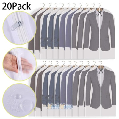 20Pack 40'' Garment Bag Travel Suit Dress Storage Cover Full Zipper Coat Carrier
