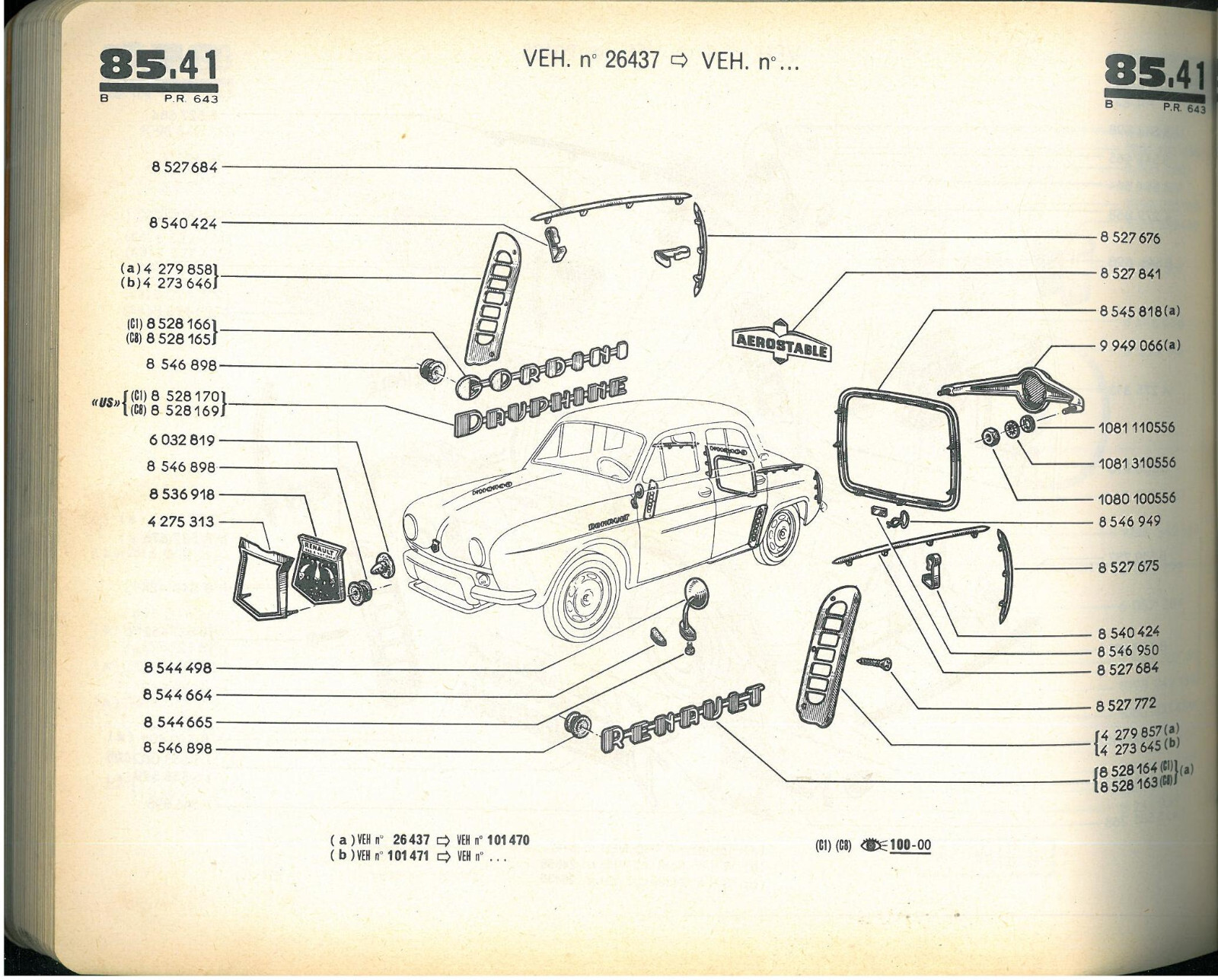 Catalogue de Pièces PR 643 RENAULT DAUPHINE GORDINI R 1091 Dernière Edition Fr eBay