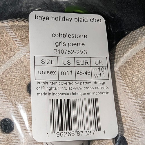 NWT Crocs Baya Holiday Plaid Clogs Cobblestone Sandals Unisex Shoe Mens Sz 11-13 - Picture 8 of 12
