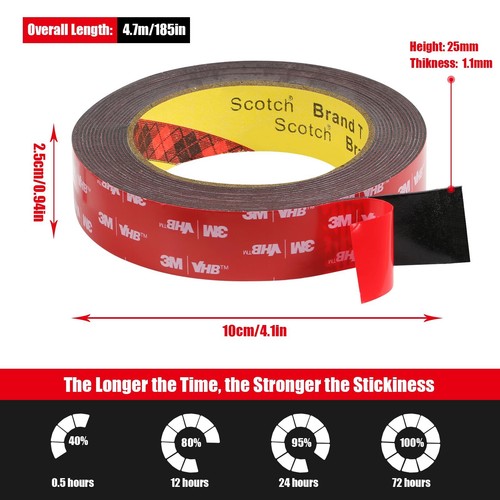 0.98Inch x 16.5Ft Automotive Double Sided Tape for Car Home Office Decor - Picture 5 of 9