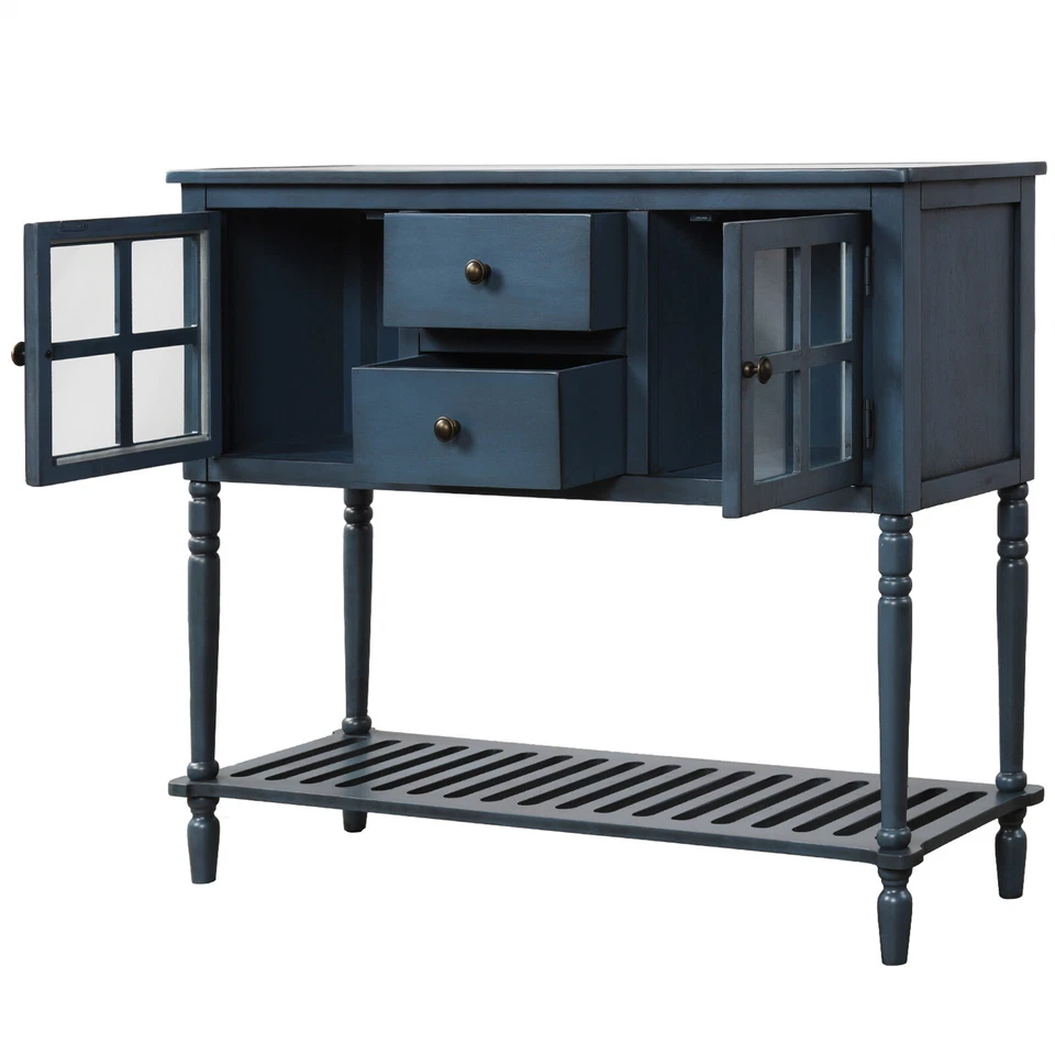 Aparador console mesa buffet armário de armazenamento com prateleira inferior e 3 gavetas - Imagem 4 de 4