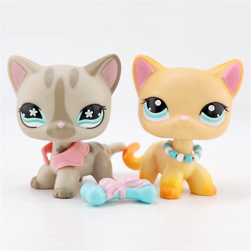 LITTLEST PET SHOP LPS #339 HASBRO CAT CHAT EUROPEEN BEIGE ORANGE YEUX BLEUS VERT