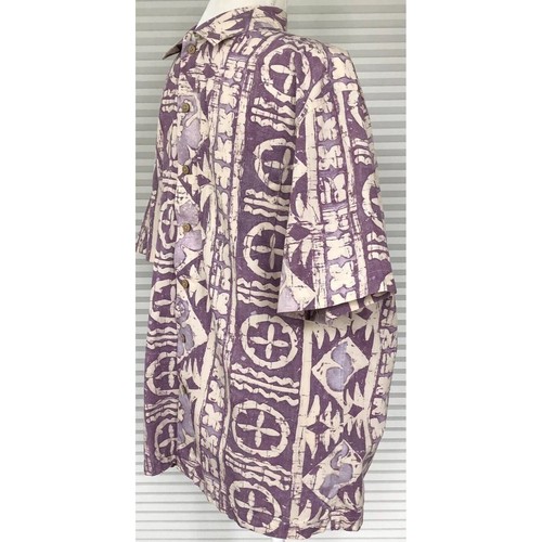 Batik Bay Mens Shirt Medium Short Sleeve Surf Hawaiian Camp button Purple White - Picture 3 of 12