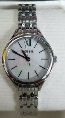 Fossil Ladies Petite Silver Mother of Pearl Dial Stainless Steel Watch BQ3131