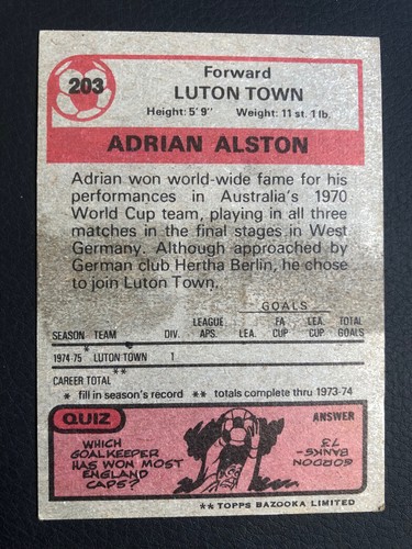 Topps Fußballkarten 1975-76 graue & rote Rückseiten - Clubs A - M - Bild 170 von 196