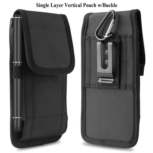 Vertical Cell Phone Holster Pouch for iPhone Samsung Wallet Case With Belt Clip