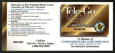 BOTTOM LINE TELECOMMUNICATIONS Tele-Go Services ( 1994 ) Phone Card ( EXPIRED )
