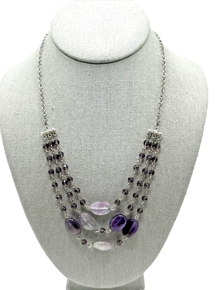 紫水晶珠围兜项链带水晶口音多股波西米亚声明 20 — 第 2/4 张图片