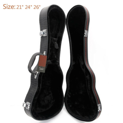 26" Python Pattern Leather Ukulele Guitar Hard Case Protector Storage ...