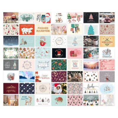 Weihnachtskarten Postkarten 56 Stück Set DIN A6 Weihnachtspostkarten Motiv-Set 3
