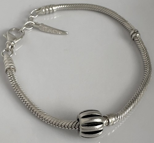 Signed “BACIO Italy 925” Snake Chain Bracelet With Bead Charm - Bild 4 von 21