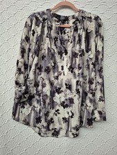 Womens Blouse Simply Vera Vera Wang L Purple And White Floral Design Good Cond