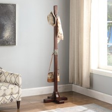 Freestanding Wooden Coat Rack with 12 Hooks   New   Fast Shipping