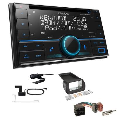 Kenwood 2-DIN CD-Receiver Autoradio Bluetooth DAB+ für Fiat Qubo ab 2008 schwarz