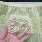 Vintage Sheer Nylon Panty Sissy Yellow Floral Lace Granny Brief Sz. 8 Hip 39-43"