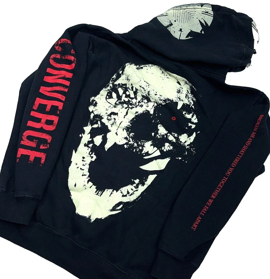 Sudadera con Capucha Converge De Colección Hombres Pequeña Negra Sudadera Chaqueta Y2K Cyber Punk Banda Foto 4 de 4