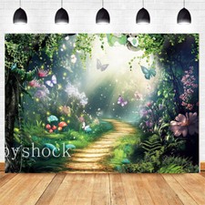 Enchanted Forest Backdrop Spring Fairy Butterfly Green Woodland Background Photo