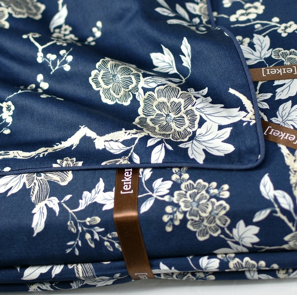 Eikei Eastern Floral Chinoiserie Flor Edredón Edredón Juego Azul Marino King Foto 4 de 4