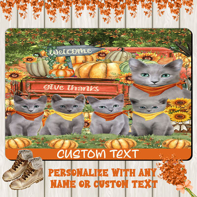 Russian Blue Cat Floor Mat Personalize Anti-Slip Pet Door Mat Indoor Outdoor NWT