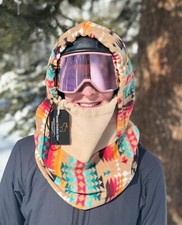 Fleece Ski/Snowboard Hood, Over Helmet Balaclava Brown