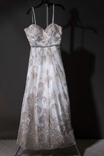 LM Collection White and Gold glitter Formal/Prom/Wedding dress