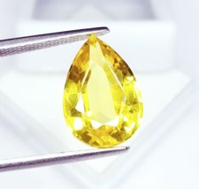 10Ct Certified Natural Yellow Sapphire Loose Gemstone Pear Cut Sapphire Gem RA32