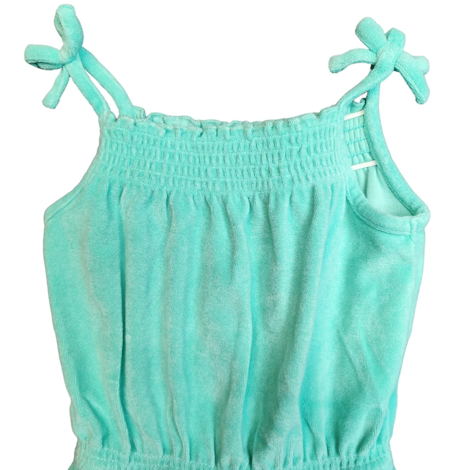 Mameluco Lands End para niñas tela de rizo talla 4 verde aguamarina bolsillos para cubrir Foto 2 de 4