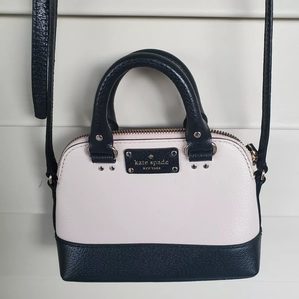 Kate Spade New York Berkeley Lane Hanna Porcelain Black Leather Crossbody Purse