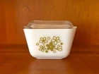 Vintage Pyrex Crazy Daisy Fridge Dish with Lid Spring Blossom Green 501-B