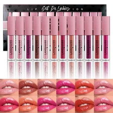 LANGMANNI 12Pcs Lip gloss Collection Makeup Set, Shiny Smooth Soft Color-A 