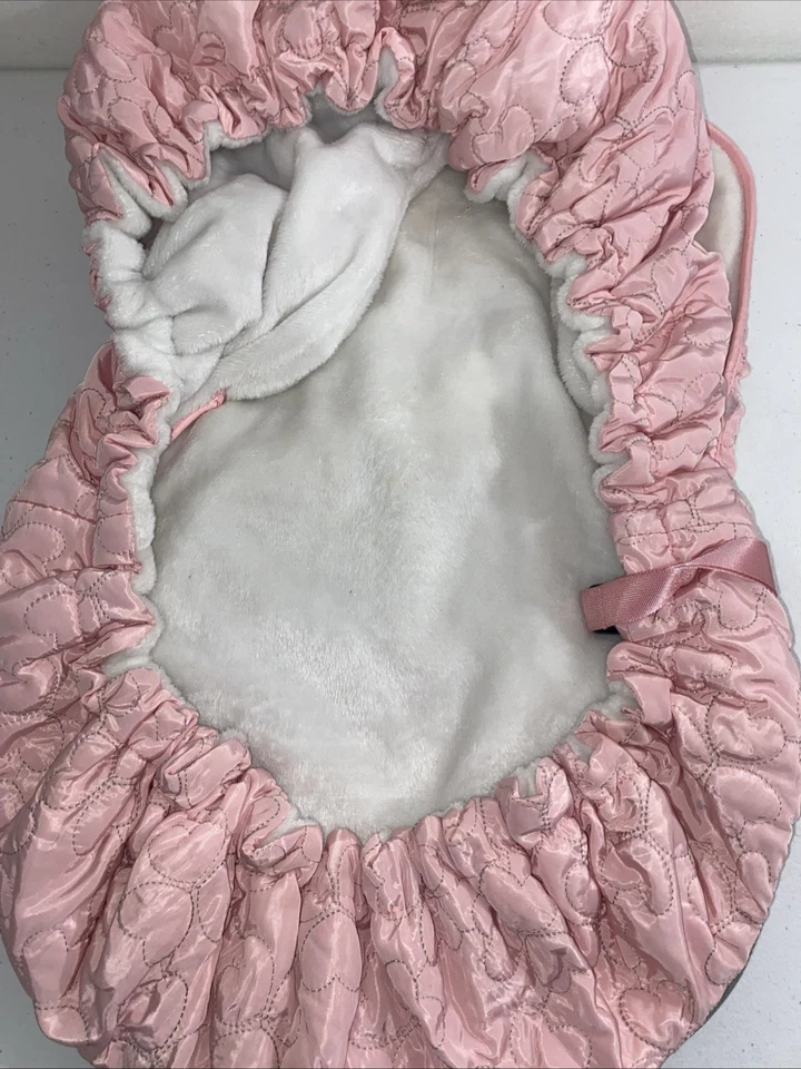 Funda Asiento Coche Rosa Bebé Niña Corazón Acolchado Blanco Cálido Forro Felpa Yoofoss Foto 3 de 3