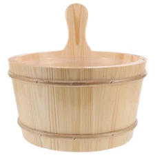 Sauna Bucket And Ladle 4 L Wooden With Plastic Liner Spa Accessories Set