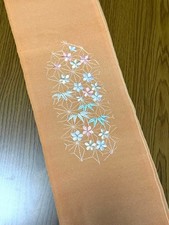 Japanese Kimono Orange Floral Embroidery Half Collar