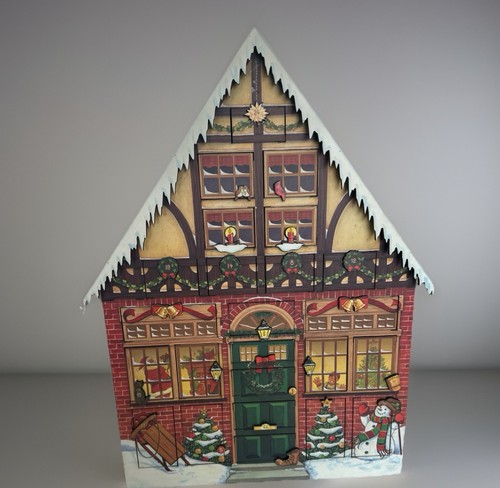 Traditions Advent Calendar Byers Choice Wooden Christmas House Doors 22" 2003