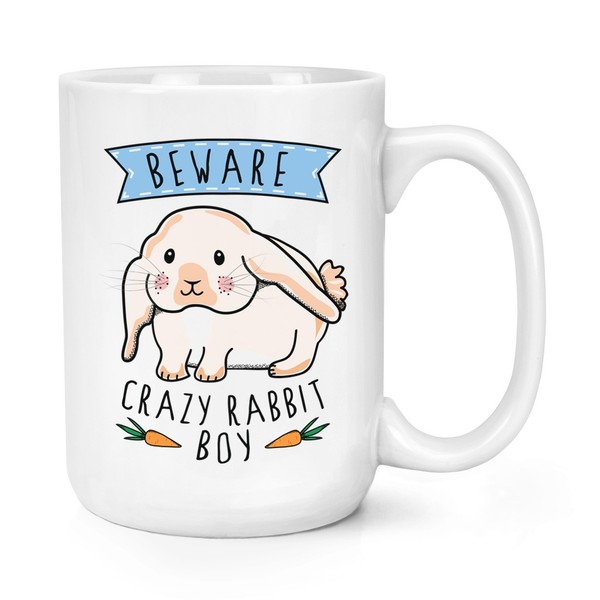 Beware VerrüCkte Hase Jungen 426Ml Groß Becher Tasse - Lustig Bunny Tier-image