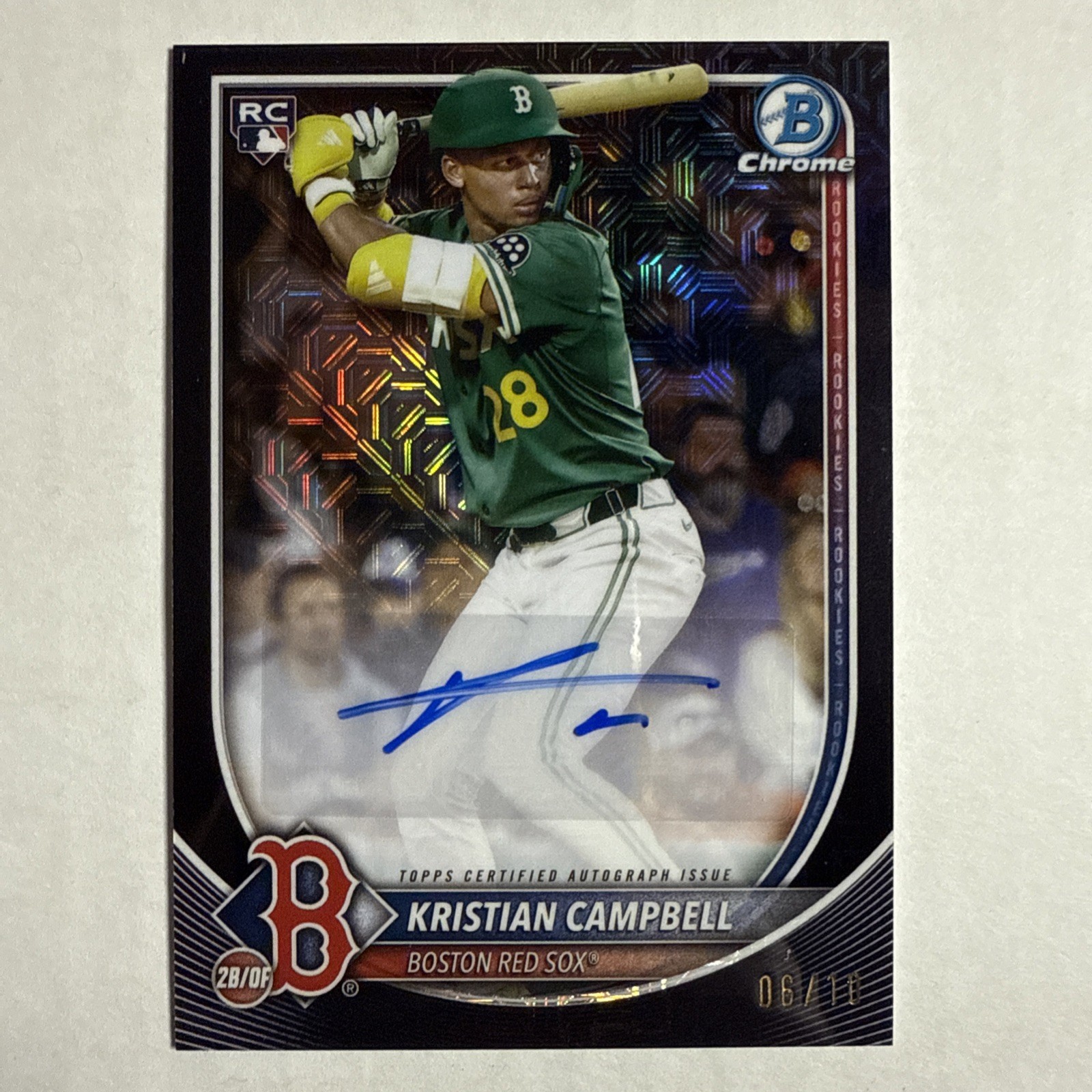 2025 Bowman Chrome Mega Black Refractor Kristian Campbell ROOKIE Auto 6/10 K