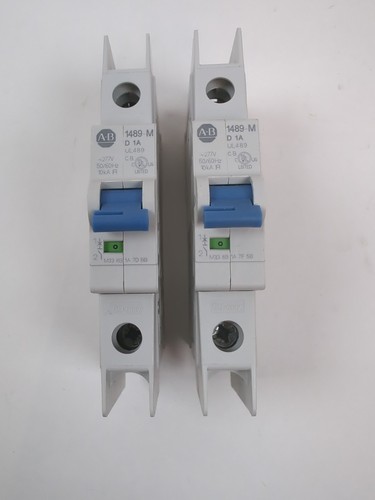 2 Allen-Bradley 1489-M1D010 Miniature Breaker 1A 1-Pole Curve D 240VAC White NEW - Picture 8 of 9