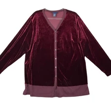VENEZIA Velvet Tunic Top Shirt Burgundy Wine Red Stretch Layer Relaxed 1X 18 20